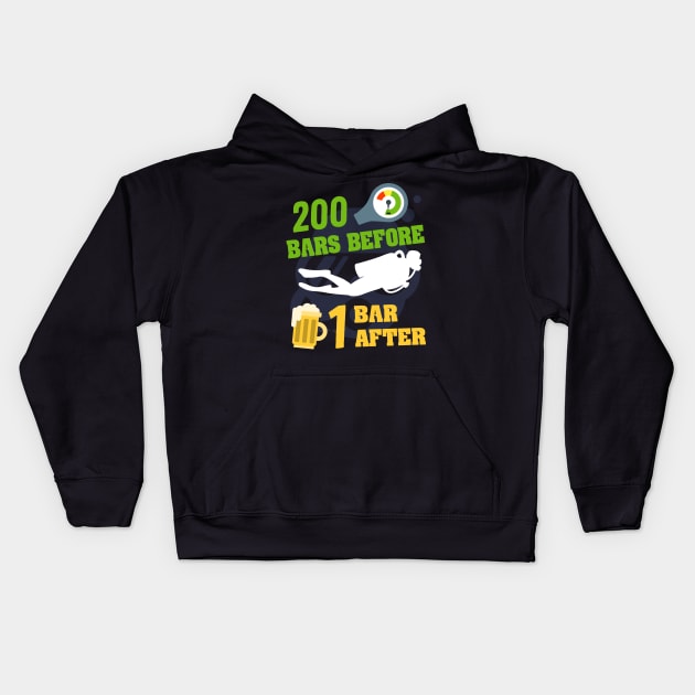 Scuba diving ; 200 bar - 1 bar - débriefing Kids Hoodie by MacJos